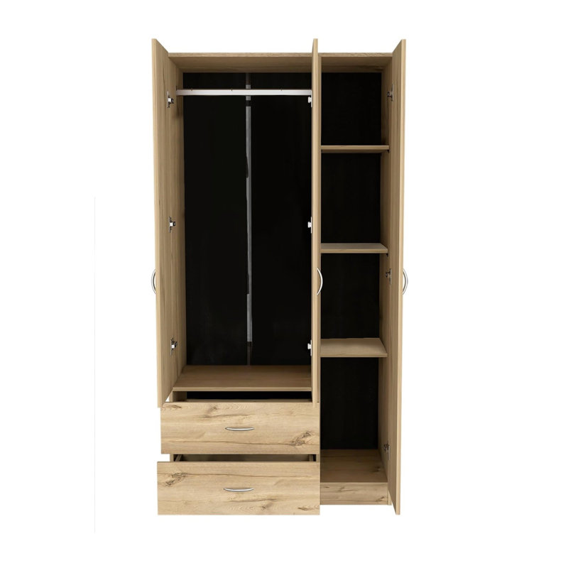  35" Oak Two Drawer Combo Dresser