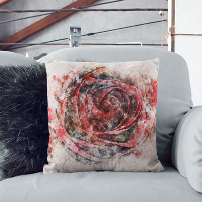 Rose Watercolour Cushion with Filling