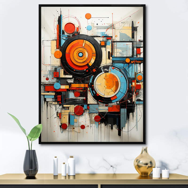 Fradel Futuristic Fusion III sur toile, H 32 po x l 24 po x P 1 po, Cadre flottant noir