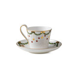 Royal Copenhagen Star Fluted Christmas High Handle Bone China Teacup and Saucer