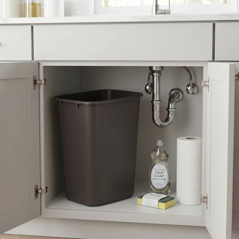 Poubelle rectangulaire en plastique 10 gallons, Brun