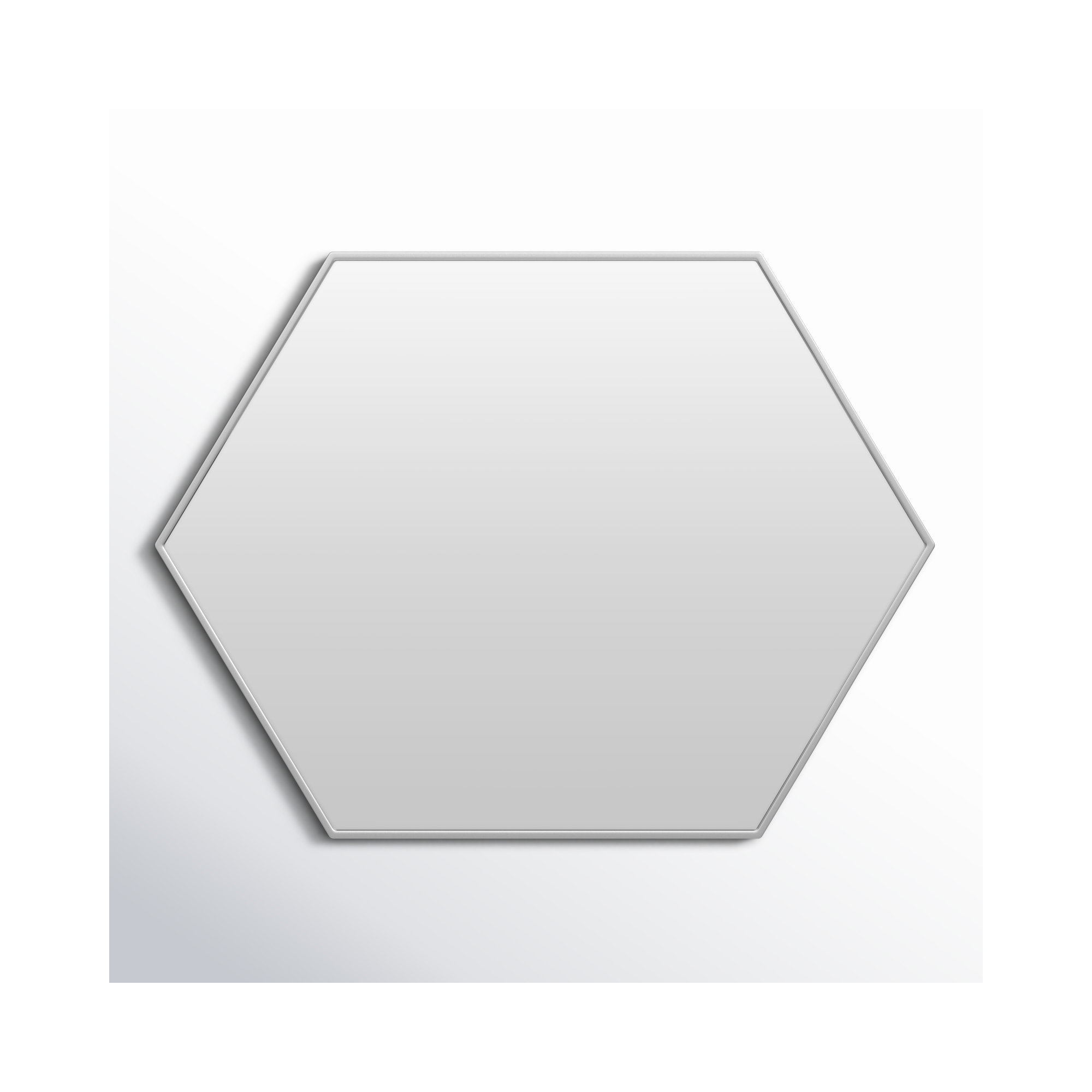 Sabine Metal Hexagon Wall Mirror, Silver, 34" H x 24" W
