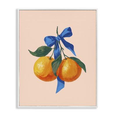Deux oranges avec un arc bleu, estampe numérique, imaginée par Imagine It Images