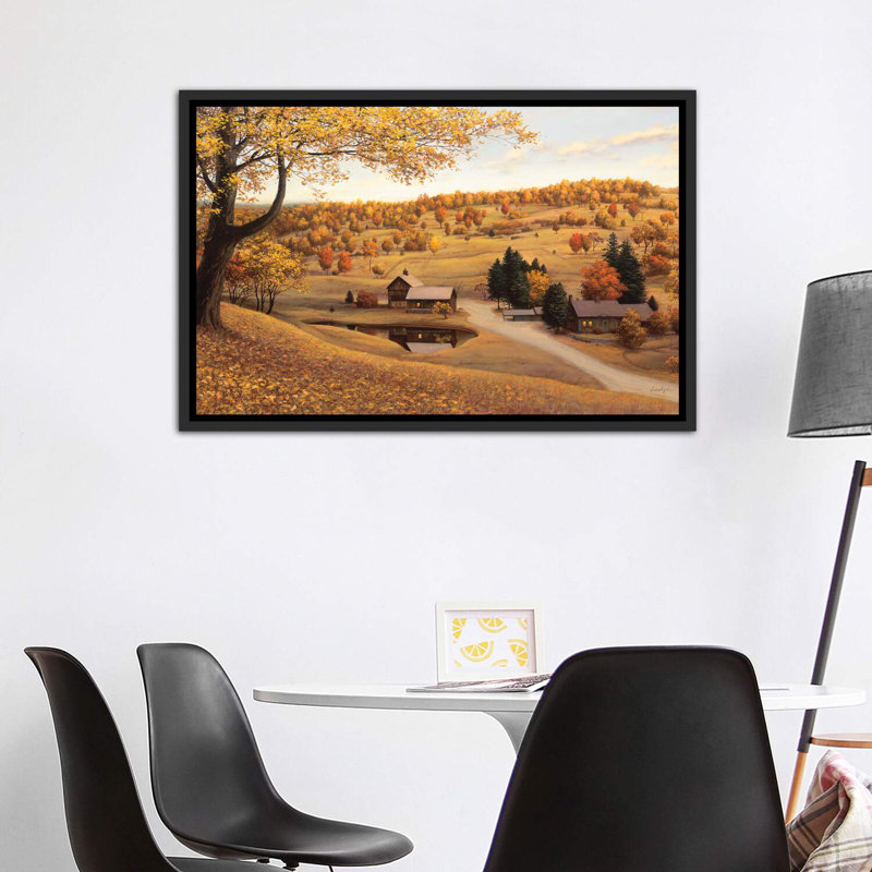 «Vermont Farm», reproduction de photo, H 18 po x l 26 po x P 1,5 po, Cadre noir vieilli