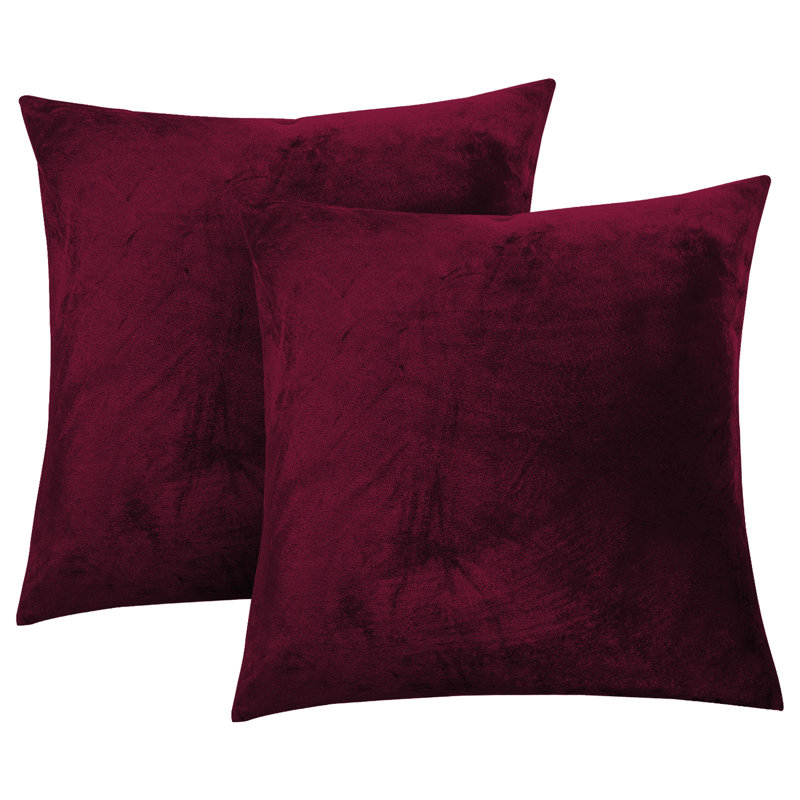 Aspire Homeware Square Plain Velvet Scatter Cushion Cover, Burgundy, Pack of 2