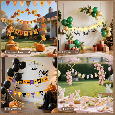 DIDADI, support d'arche ronde en métal, support d'arche de ballon de 6,6 pi pour les fêtes, arches de mariage en forme de cercle avec base de mise à niveau pour la décoration de fête d'anniversaire de fête de naissance