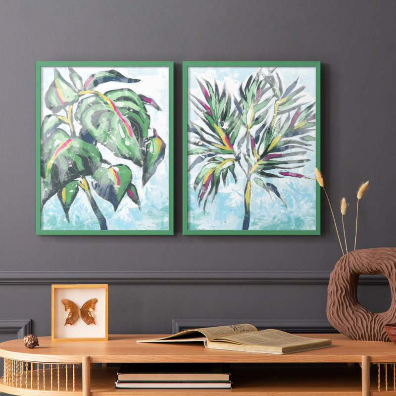 «Candy Palm Fresco I», reproduction encadrée de qualité supérieure - prête à être accrochée - aucun clou requis - aucun clou requis