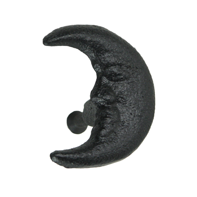 Ensemble de 6 poignées d'armoire et poignées de tiroir décoratives en forme de lune en fonte à finition dorée - L 1,5 po x P 1 po x H 2 po