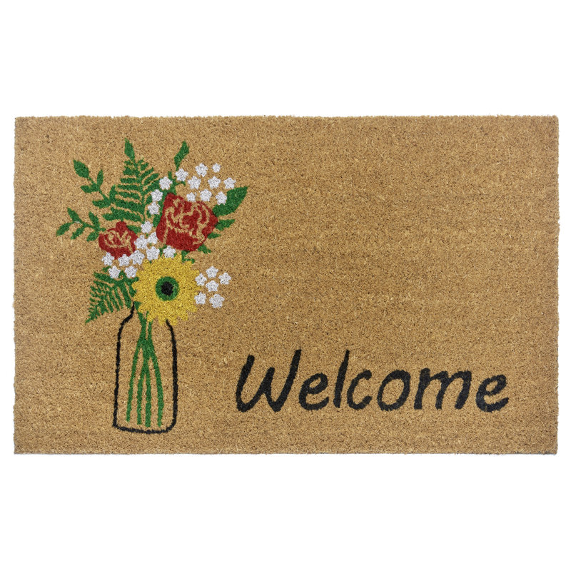 Welcome & Flowers Door Mat