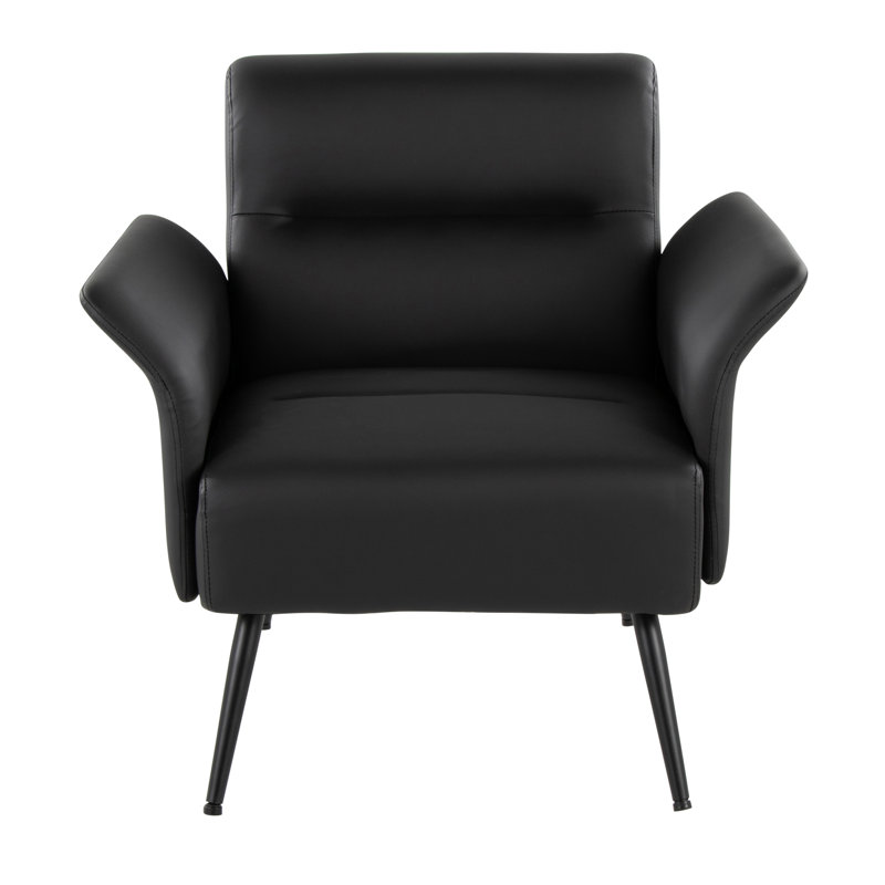 Petal Accent Chair, Black Faux Leather