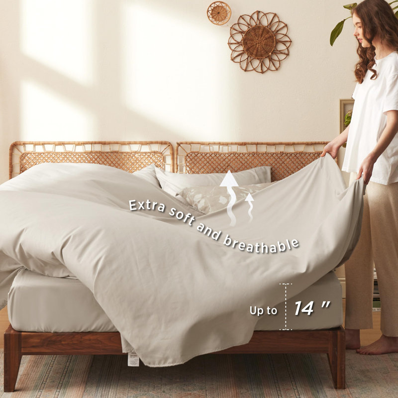 Couvre-lit dans un sac - Motif floral et végétal réversible imprimé d'édredons, de draps, de taies d'oreiller et de taies décoratives, 89 g / m²