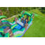 Parcours d'obstacles gonflable tropical de 28 pieds avec glissade d'eau et piscine à deux voies Pop JUMP, amusant pour les enfants et les adultes