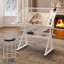 Adjustable Glass Drafting Table with Storage and Seating
