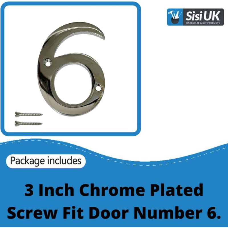 Chrome Door Numbers 3inch 7.5cm H Brass House Letters And Numbers, 6