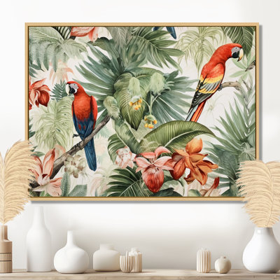 Perroquet au paradis I - art mural perroquet