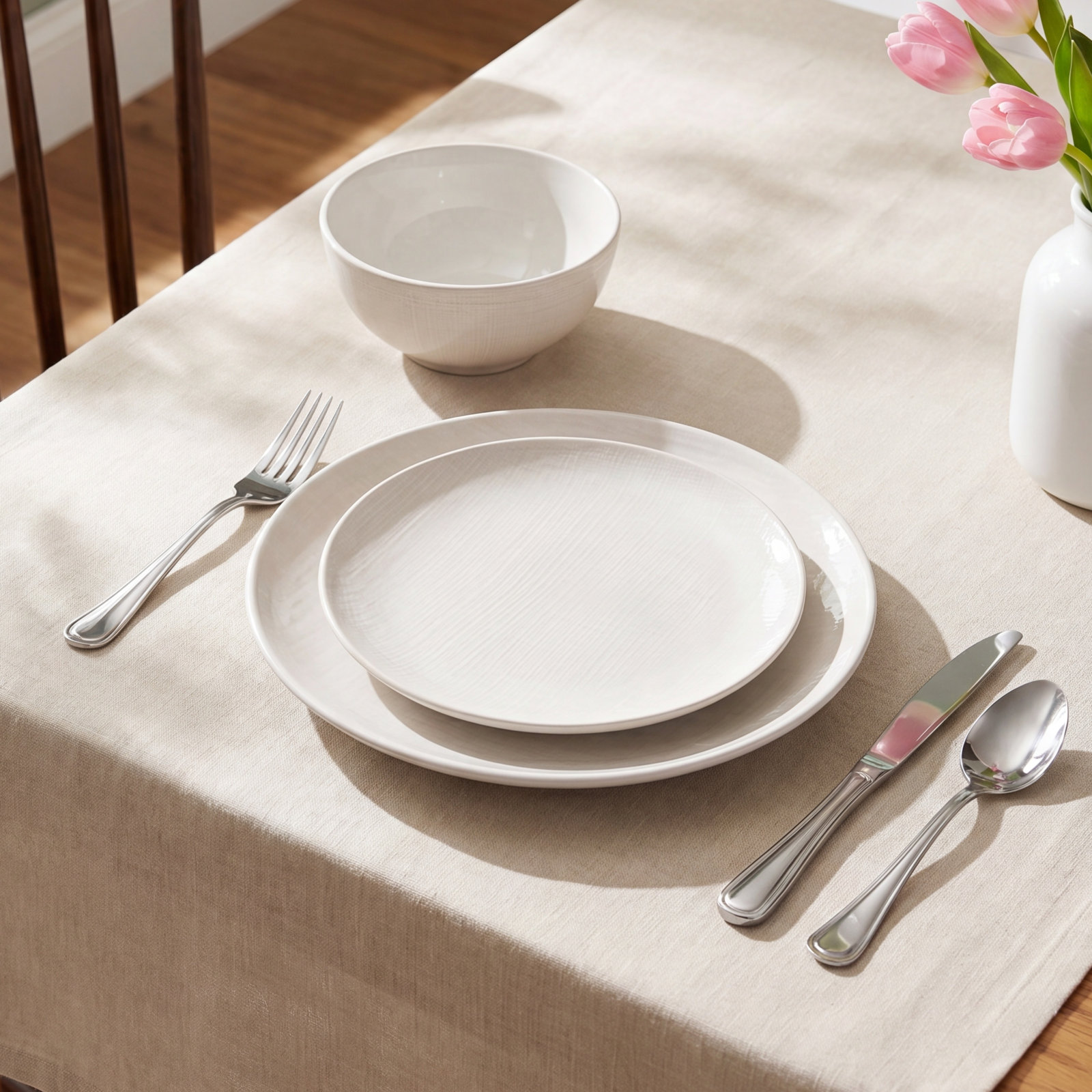 Adomas Stoneware Dinnerware Set, White