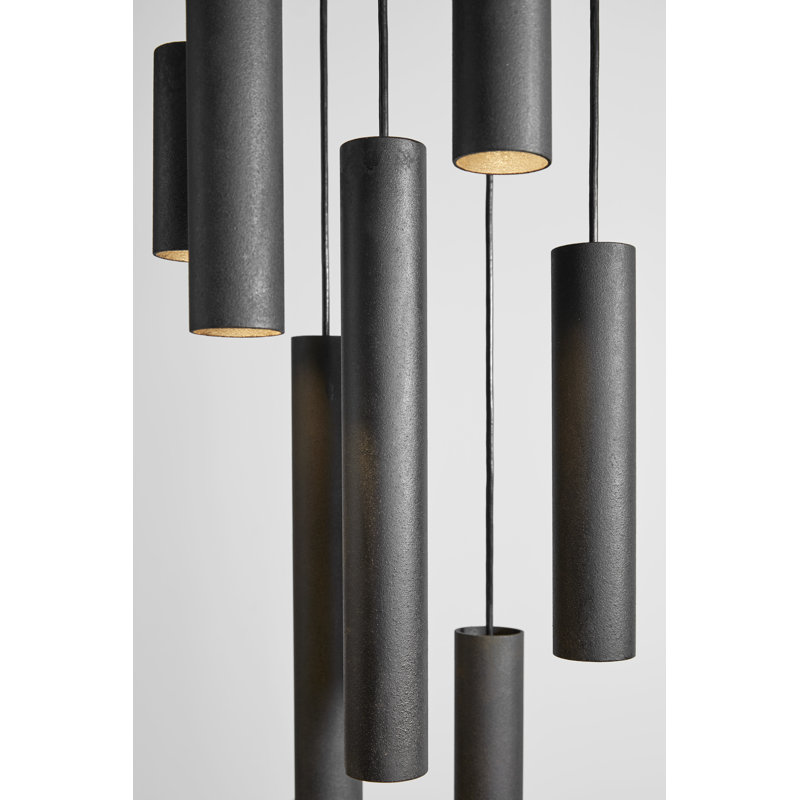Roest Industrial Steel Pipe Pendant Light, 12" H x 2.5" W x 2.5" D, Carbon