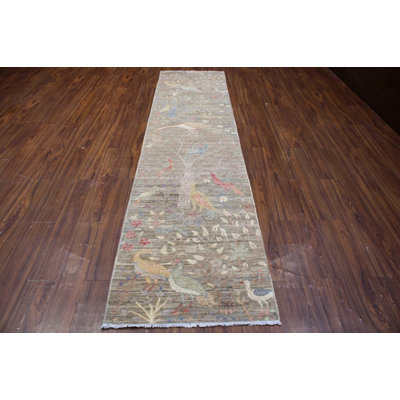 Transitional One-of-a-Kind Runner 2'8" X 11'8" Runner Wool Area Rug Gray