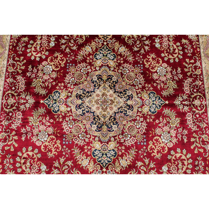 Tapis turc rouge et bleu marine 5x7