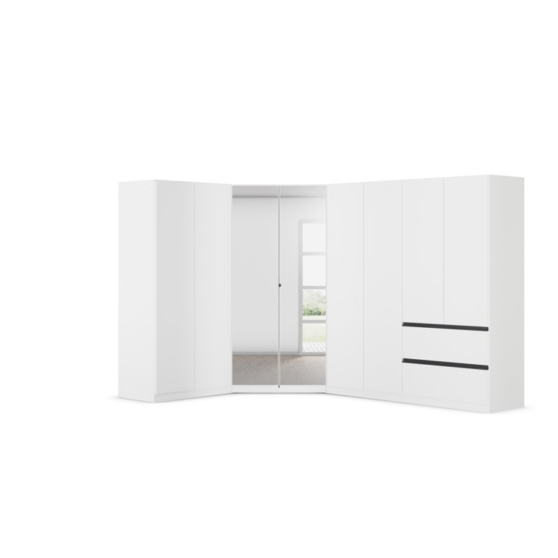 Wardrobe wardrobe set COSTA handle-less front, push-to-open, White/Grey Metallic Handles