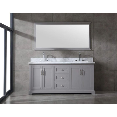 Ensemble de meuble-lavabo simple en bois massif 72 po avec rangement Maredo, miroir non inclus