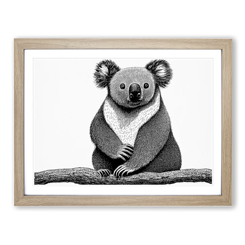 Sitting Koala Bear - Framed Print, Oak