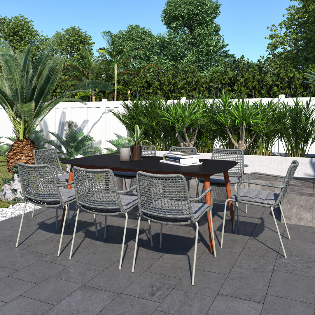 Anautica 8 - Person Metal Patio Dining Set with Rectangular Table Lark Manor™