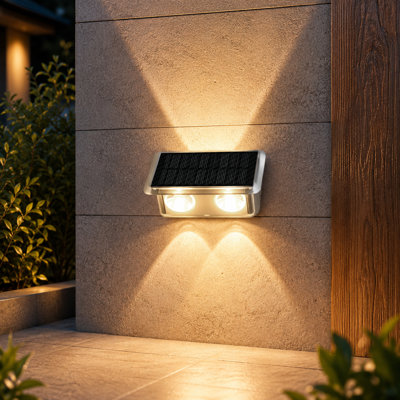 8-Pack Up-and-Down Solar Fence and Wall Lights | 3 Modes at 3000K/4000K/6000K with IP65 Waterproofing for Backyards, Pathways, Decks and Patios