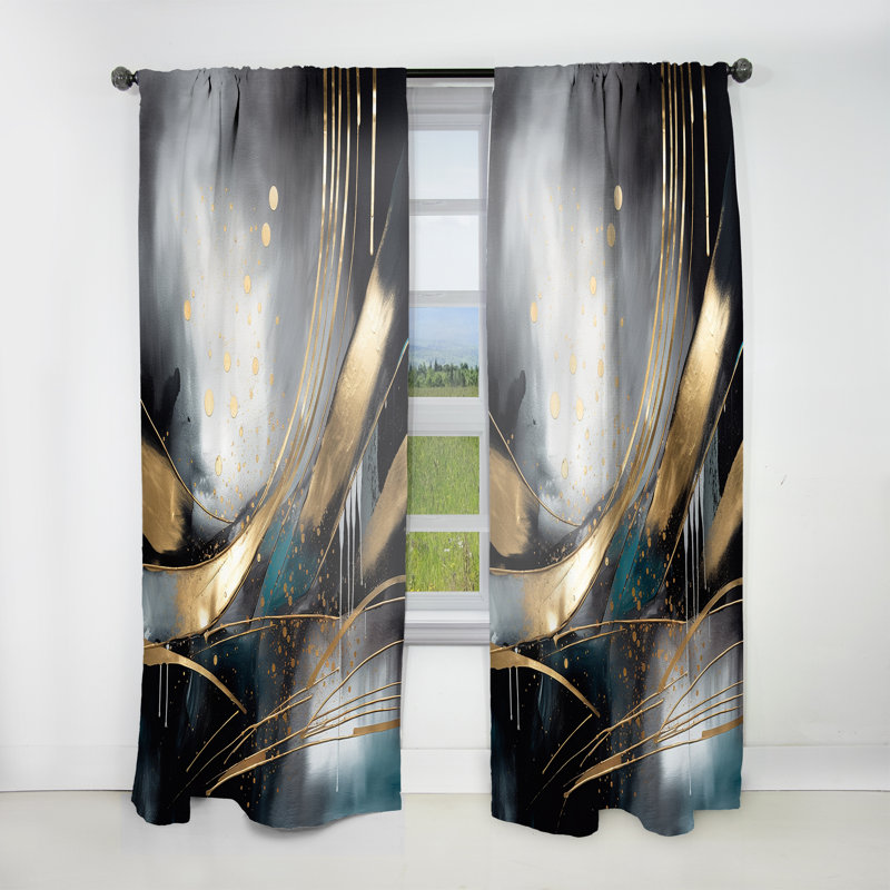Shape And Lines Abstract Marble II - Rideau en velours moderne - obscurcissant - 1 panneau, 52" W x 108" L