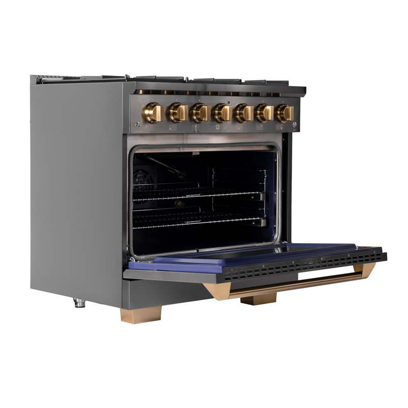 KUCHT Gemstone Professional 36 in. 5.2 cu. ft. Range with Sealed Burners and Convection Oven in Titanium Stainless Steel