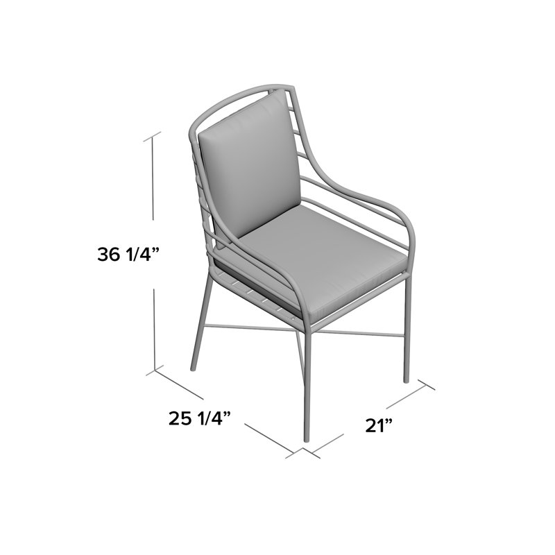 Chaise avec accoudoirs en aluminium Carmel - Gris ardoise, Lin Dove Sunbrella®, Welt