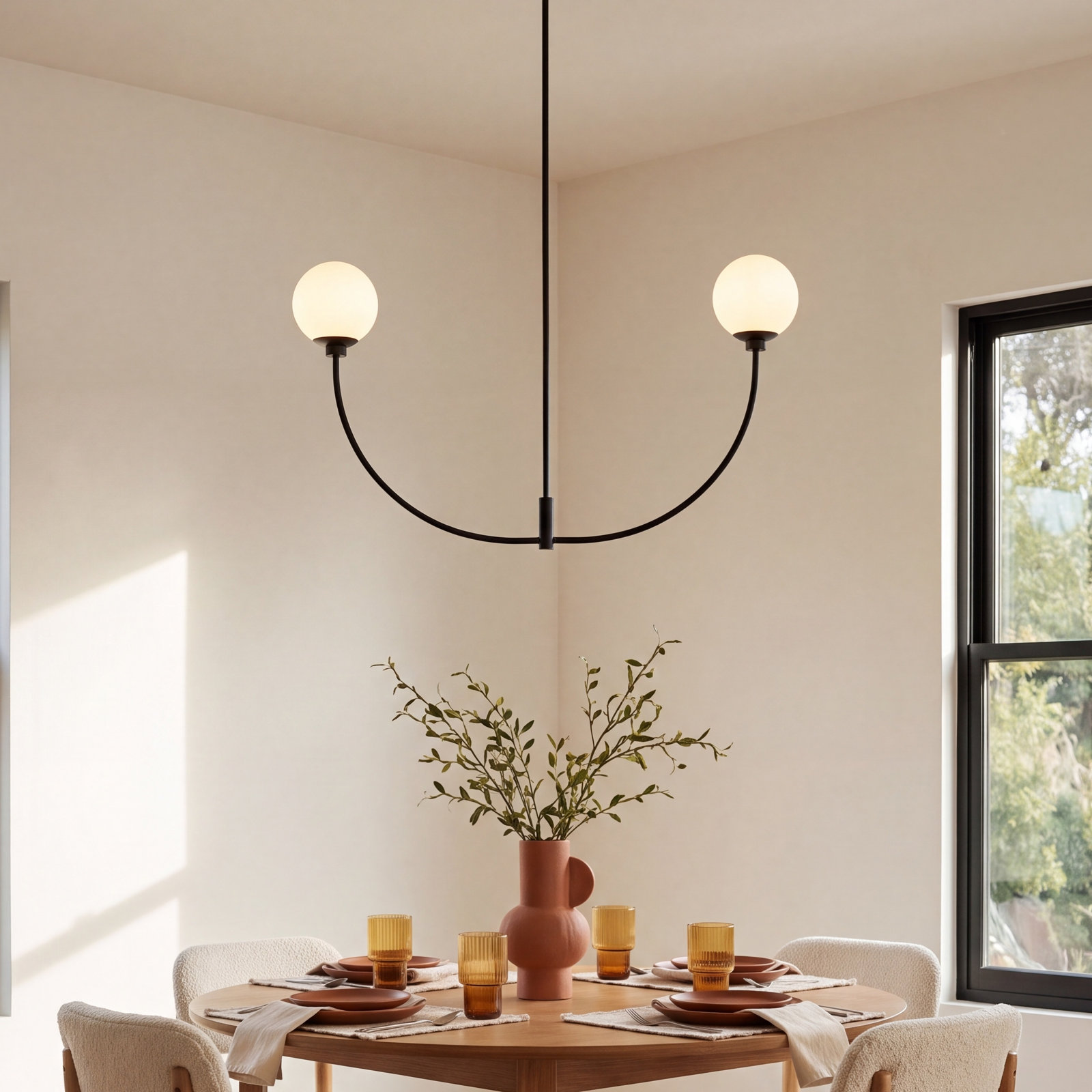 Kyle 2 - Light Metal Chandelier, 24" H x 42" W x 7" D, Black