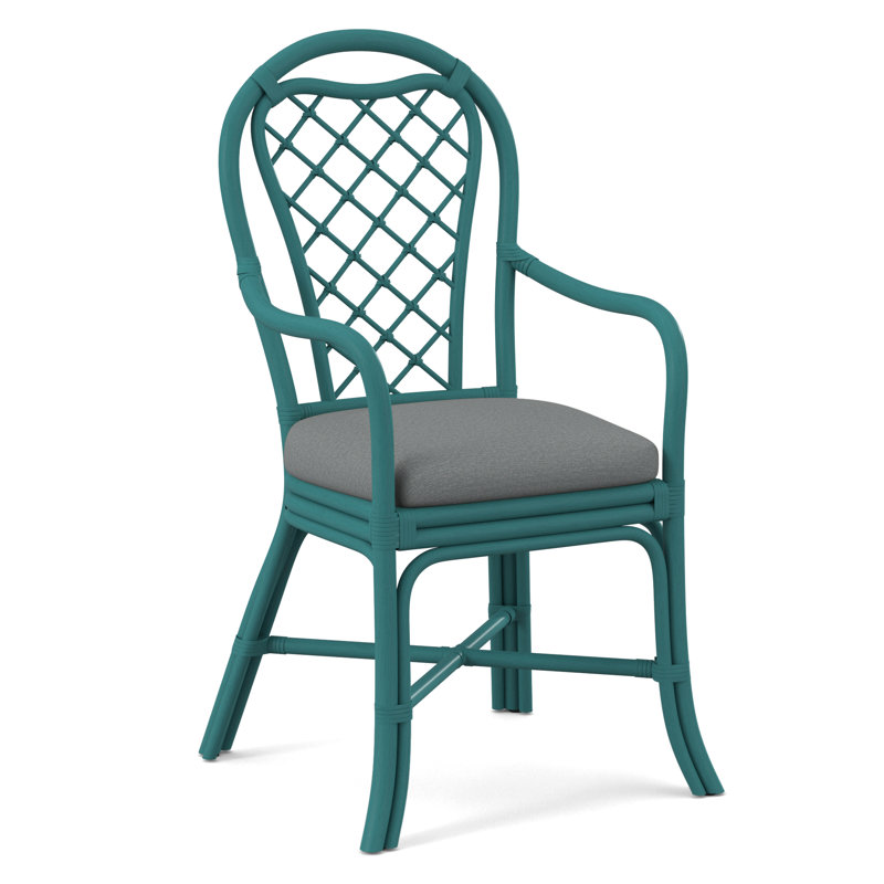 Trellis Dining Arm Chair, Greystone, Light Blue Performance Fabric; 0851-55