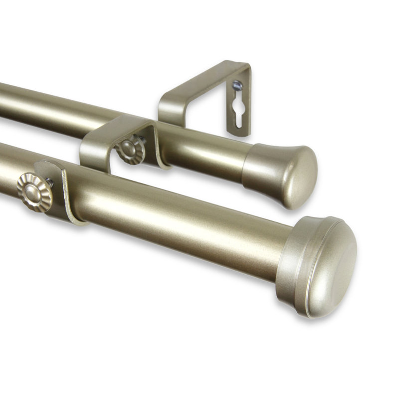 Dadur Steel Single Curtain Rod, Light Gold, 160" - 240" W