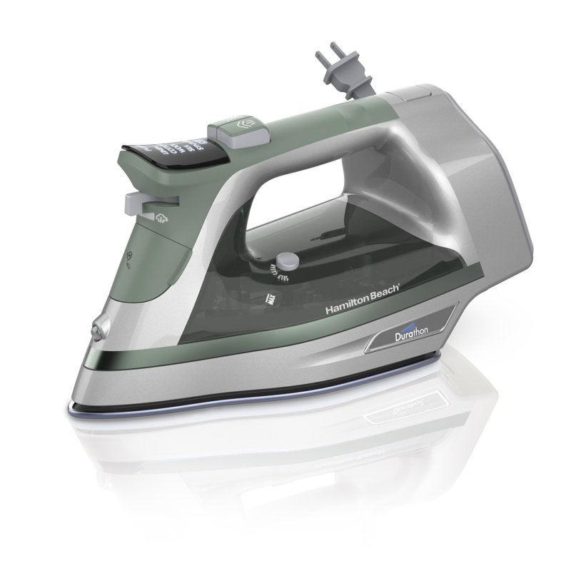 Durathon Silver and Green Digital Nonstick Iron with Retractable Cord