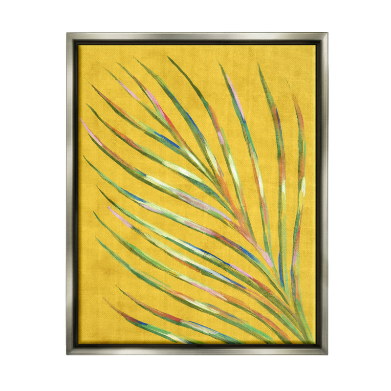 "Bold Yellow Palm Leaf", art mural encadré par Lil 'Rue, H 21 po x l 17 po x P 1,7 po, Cadre flottant gris lustré