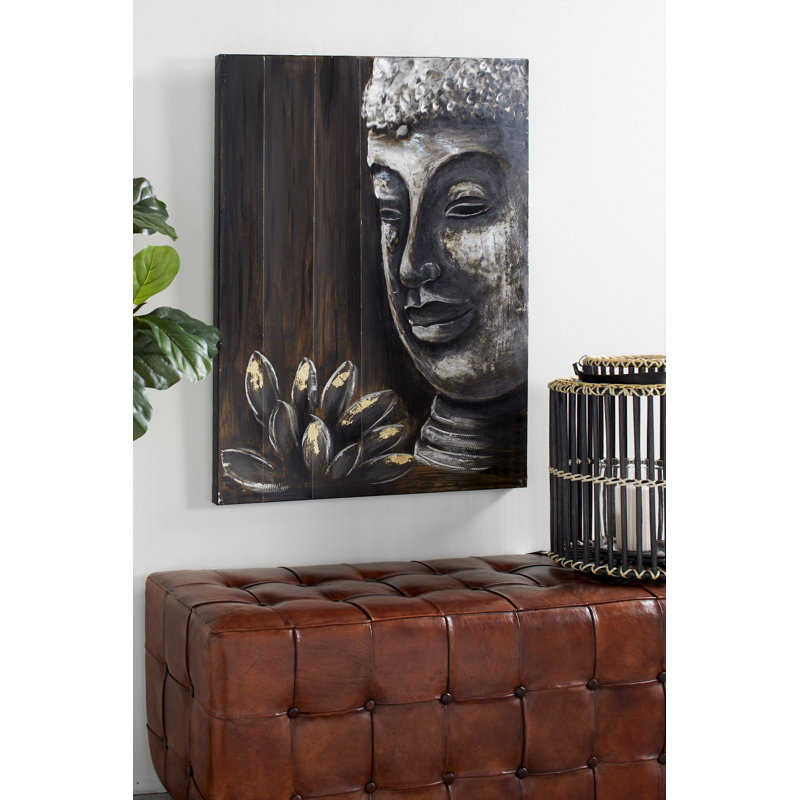 « lotus & bouddha », peinture sur bois