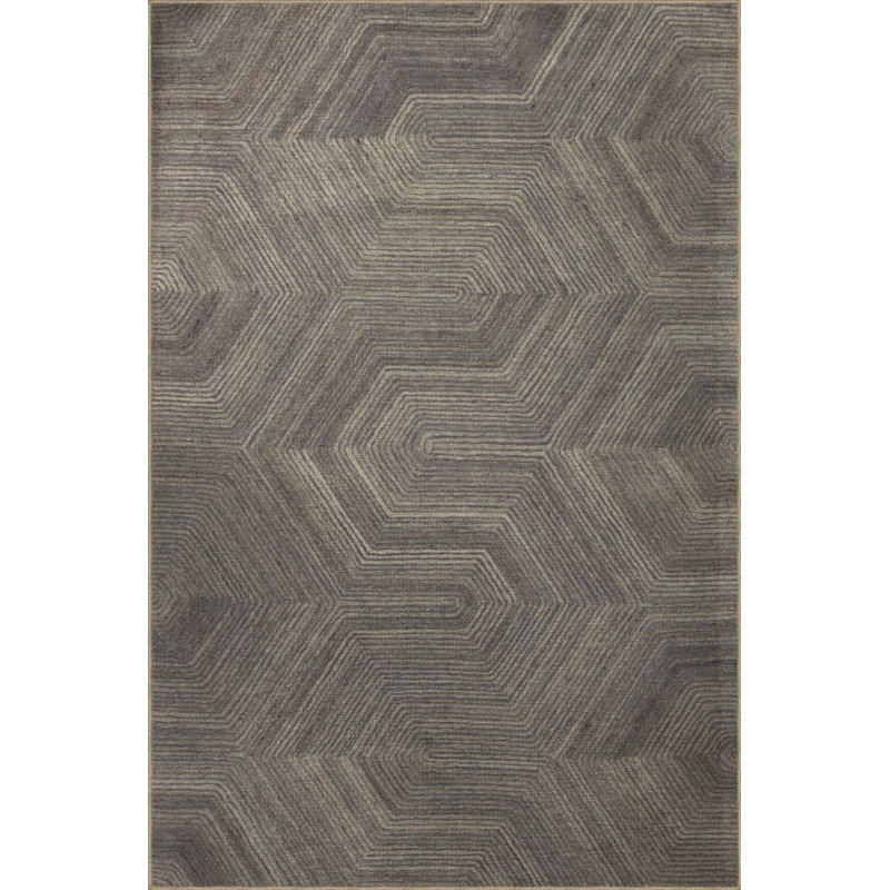 Gray Themed Abstract Geometric Patterned Creative Modern Decorative Rug, Rectangle 3'9.81" x 6'6.74"