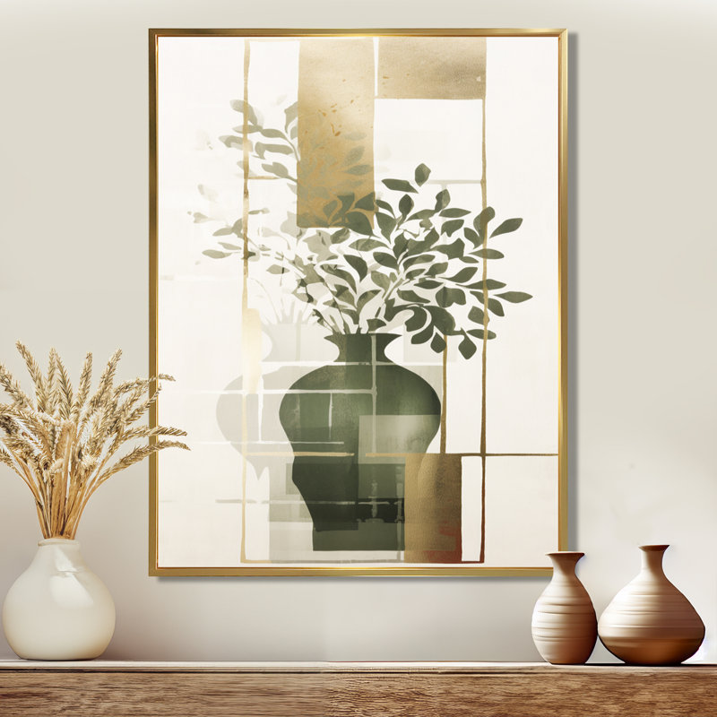 Décoration murale Minimal Botanicals, H 32 po x l 24 po x P 1 po, Toile avec cadre flottant or