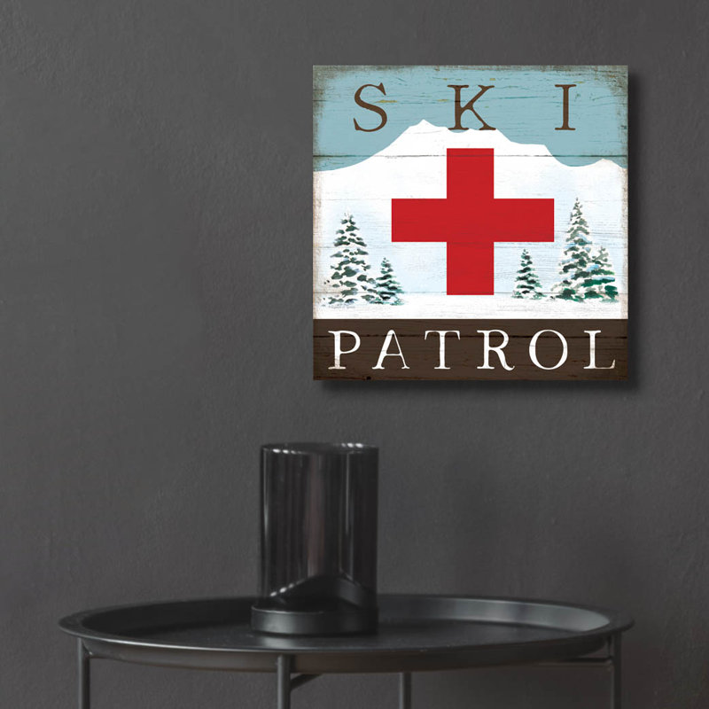 Art mural en verre épique «Ski Patrol» par Elizabeth Tyndall, 12 po x 12 po