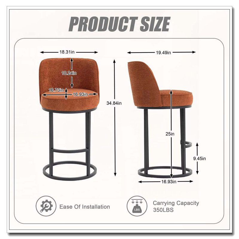 Counter Height Bar Stools Set, Orange
