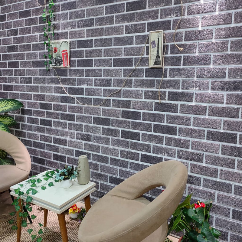 Black and Gray 3D Textured Brick Wall Panels, 39.4 x 19.7 in