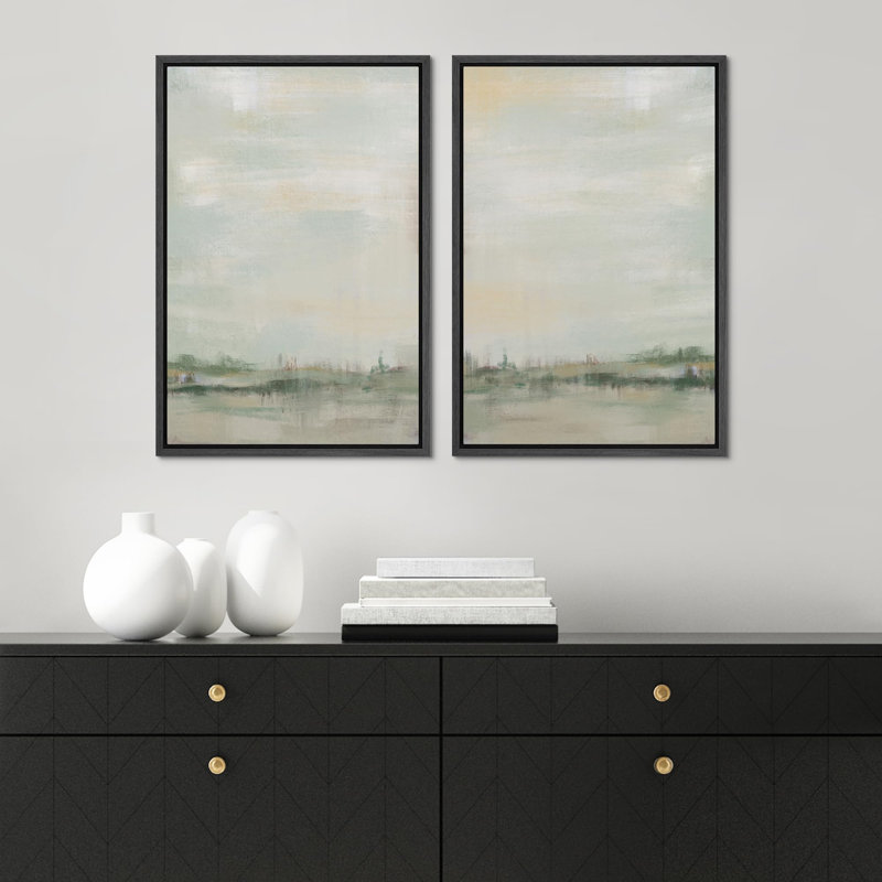 Paysage abstrait, nature sauvage, rustique, art moderne, ferme, décoration murale, œuvre d'art, paysage, 2 pièces, Noir