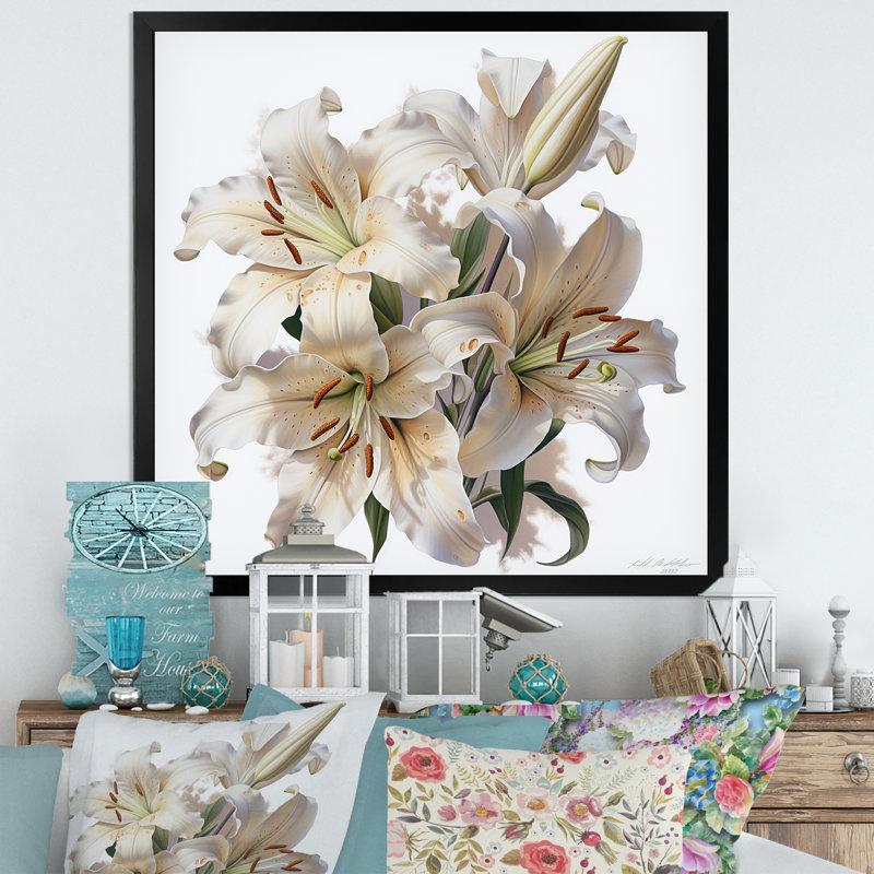 «Lily Blossom Ballet I» sur toile, H 36 po x l 36 po x P 1,5 po, Cadre simple noir