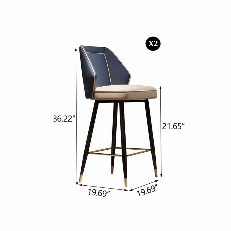 Tabouret de bar 36,22 po H-Blue Casual, Petit tabouret (siège d'une hauteur de 21,65 po), Bleu