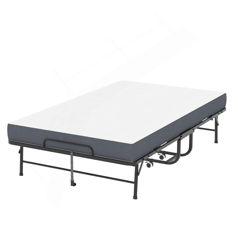 Grand lit pliant large de 75 po x 46 po pour les personnes de grande taille, lit escamotable extra long et large avec mousse à mémoire de forme de 5 po, lit d'invité robuste d'une capacité de 450 lb, lit simple portable spacieux