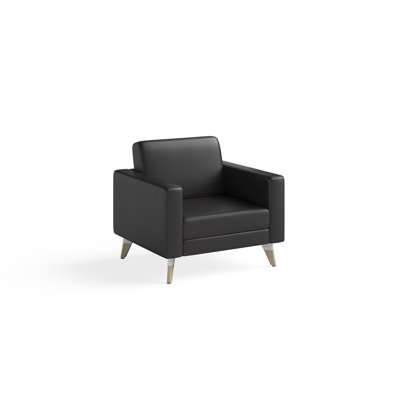Resi 33'' W Vinyl Lounge Chair with Solid Wood Frame