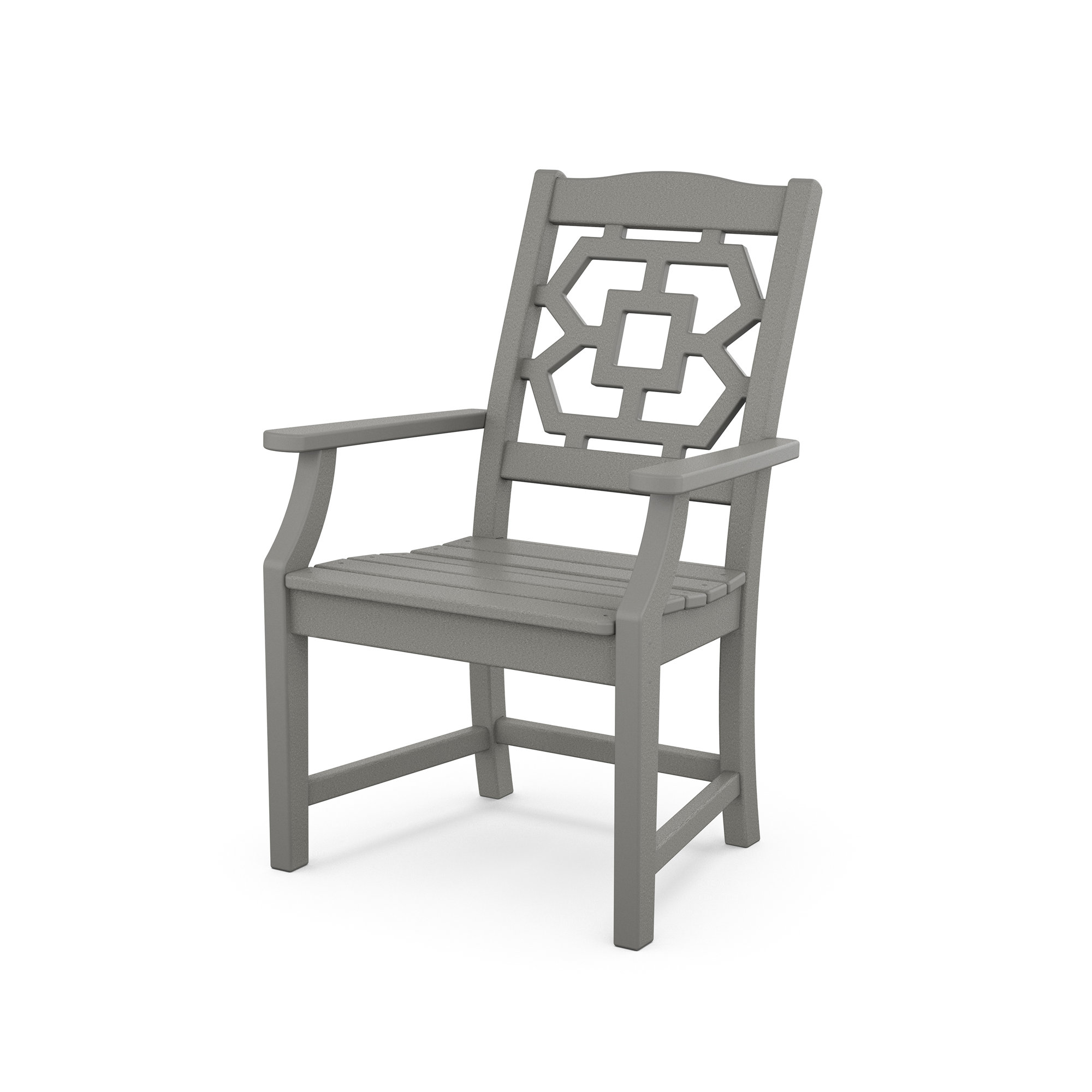Chinoiserie Outdoor Dining Armchair, Slate Gray