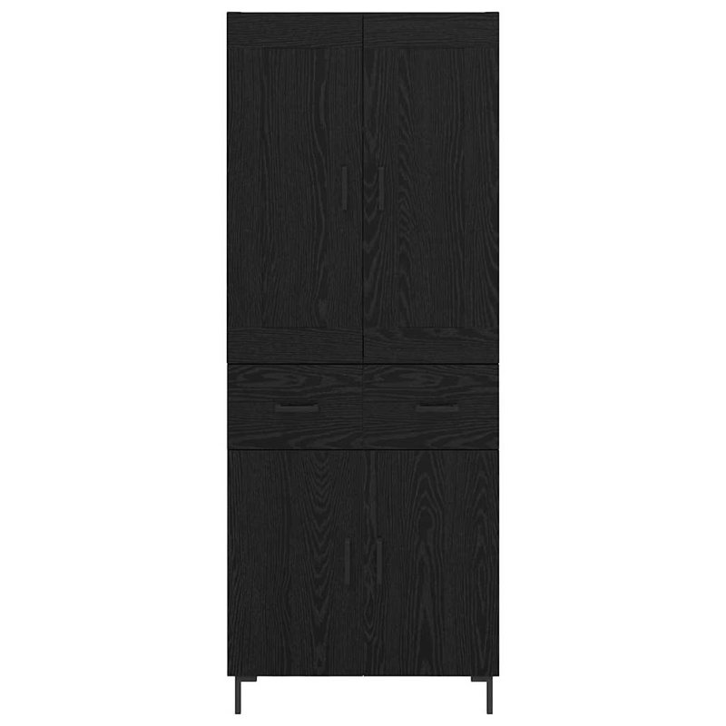  Highboard With Drawer 2 Pcs Artisan Oak Engineered Wood, Black Oak
