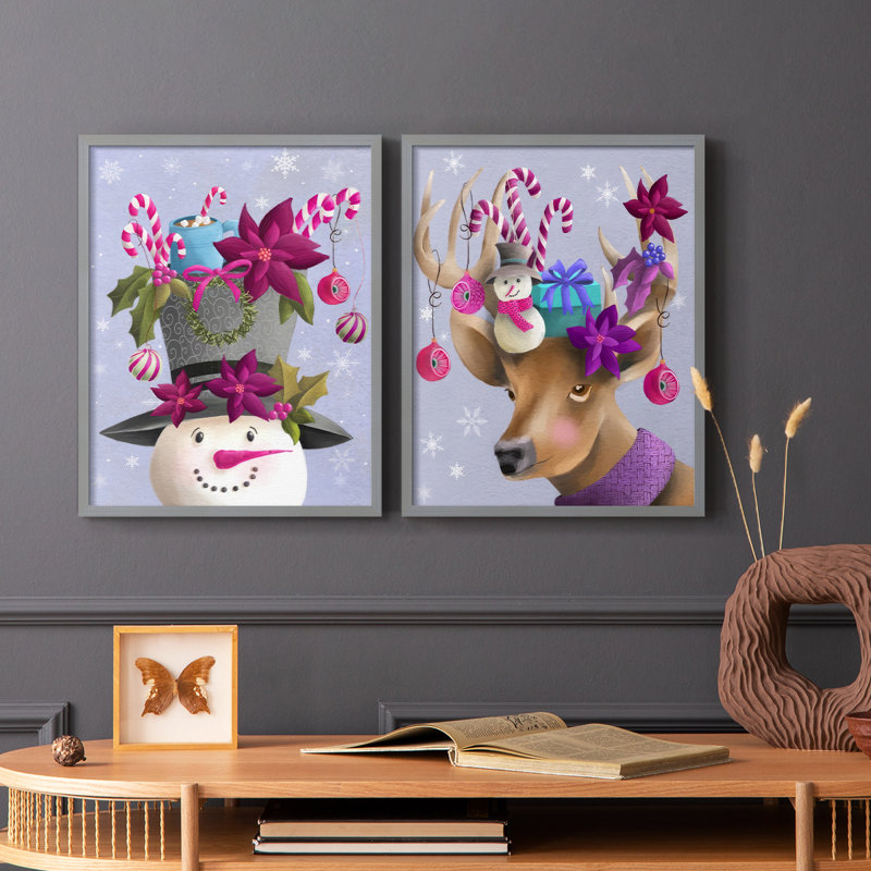 «Christmas Friends I», reproduction encadrée de qualité supérieure - prête à être accrochée - aucun clou requis - aucun clou requis